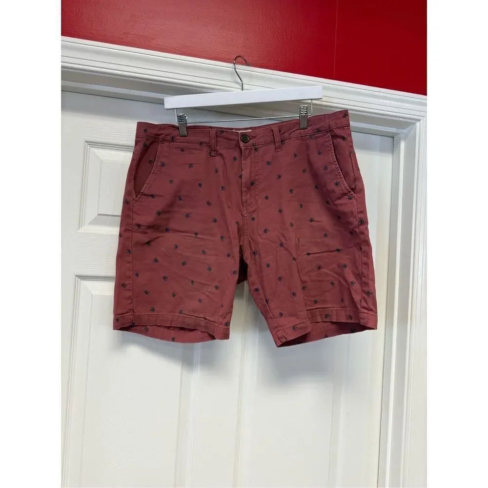 Jachs Deep Mauve Angel Fish Print Bleeker Fit Chino Shorts sz 36